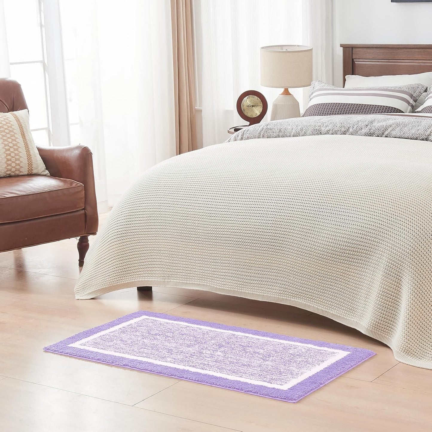 CozeCube Bath mats for Bathroom Non Slip, Fluffy Absorbent Microfiber Bath mat Washable, Aesthetic Bathroom Rugs, Long Purple Bath mat, Lavender, 47" x 24"