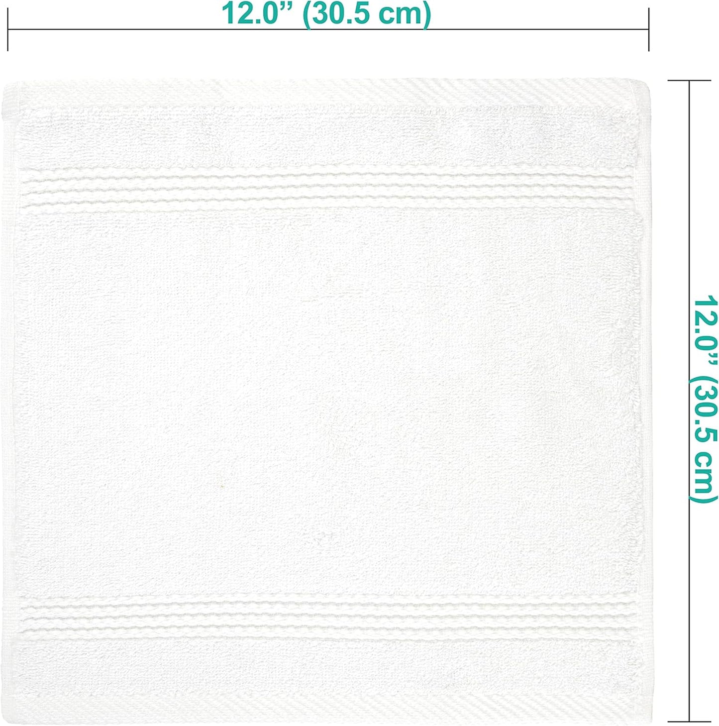 EastNBlue Lara 100% Turkish Cotton Washcloths 4 Pack, Extra Soft & Absorbent Wash Cloths for Face & Body (12" x 12"), Terry Cloth, Small Hand Towels for Bathroom, White