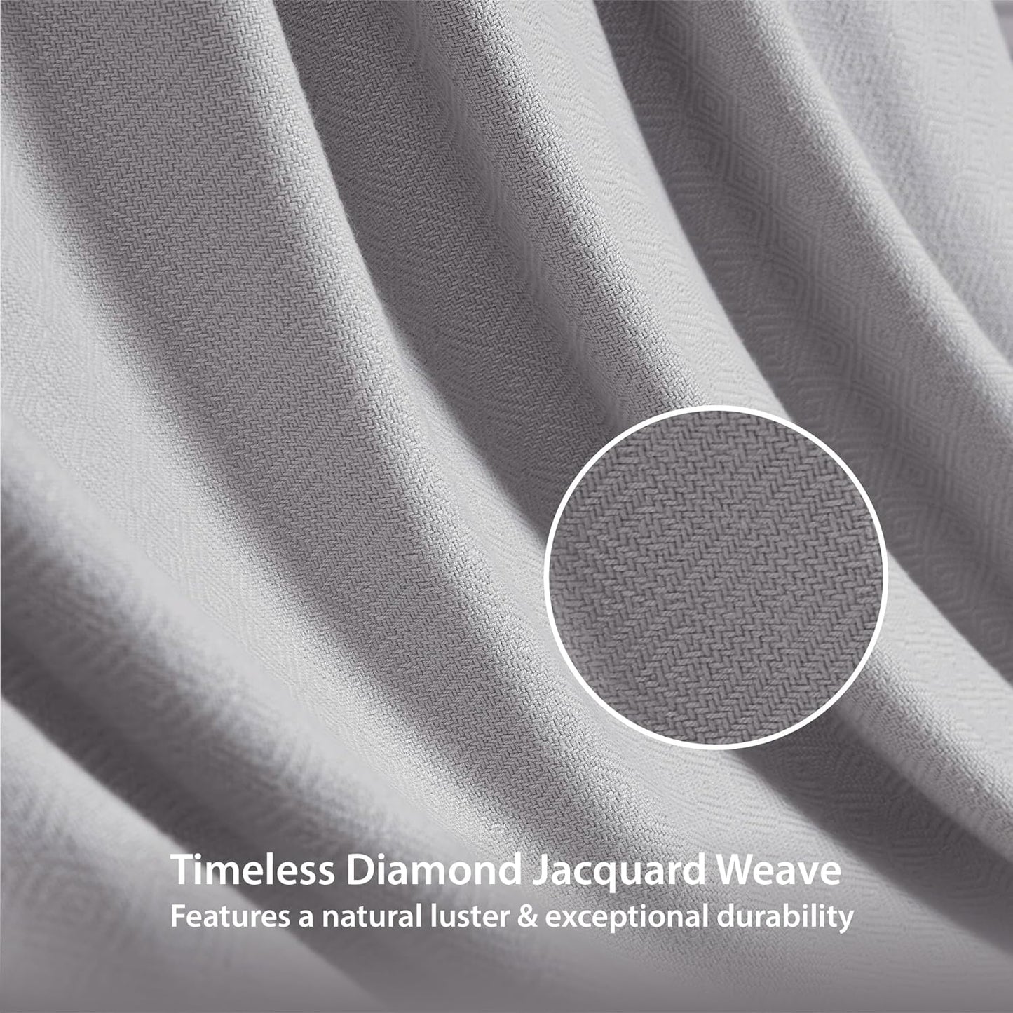 Twin Size Blanket, 70% Rayon (Derived from Bamboo) and 30% Cotton, Lightweight Jacquard Weave, Breathable and Soft Summer Blanket for Bed or Couch, 66” x 90”, Grey
