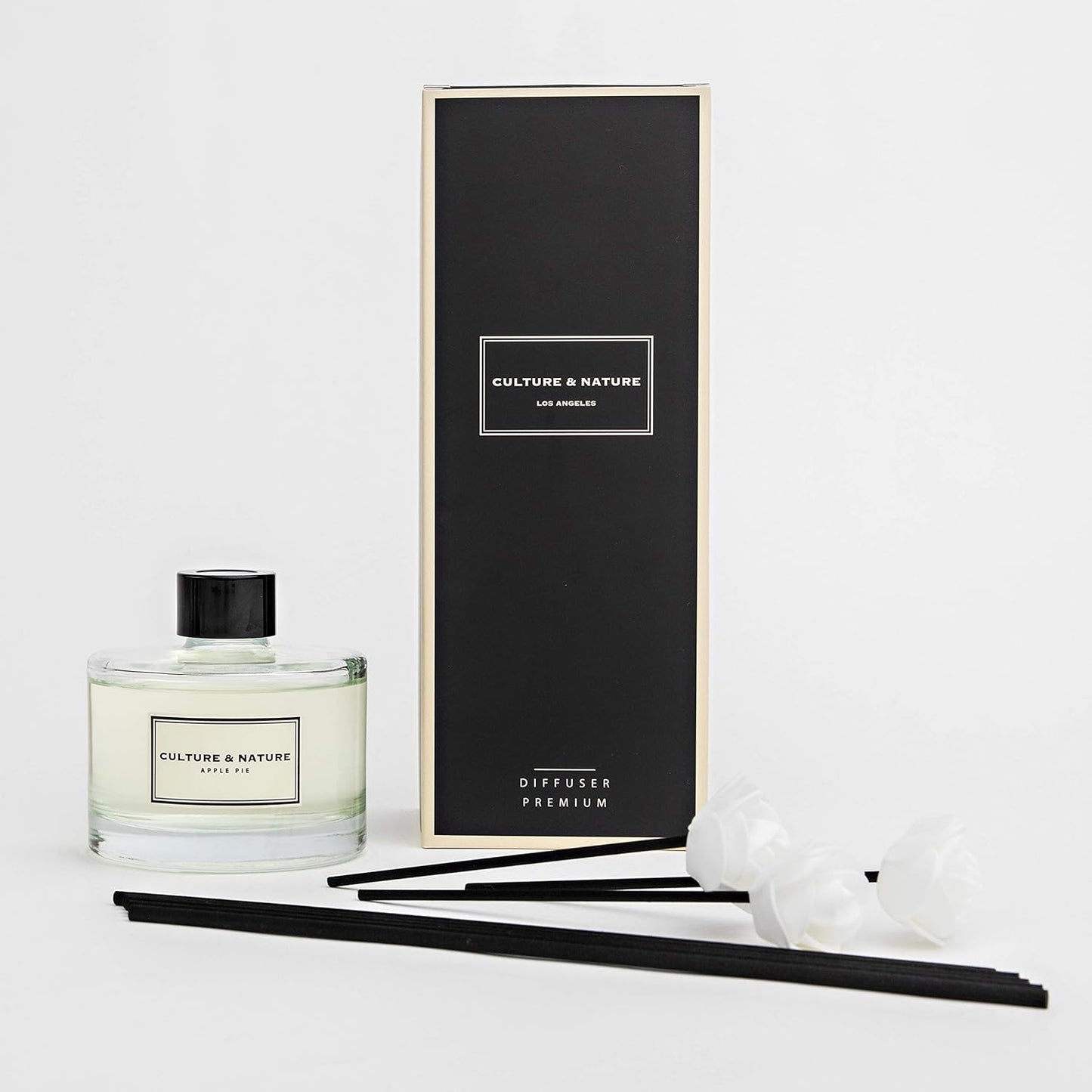 CULTURE & NATURE Reed Diffuser Set 6.7oz (200ml) Apple Pie Scented Diffuser with Sticks Home Fragrance Reed Diffuser for Bathroom Shelf Decor