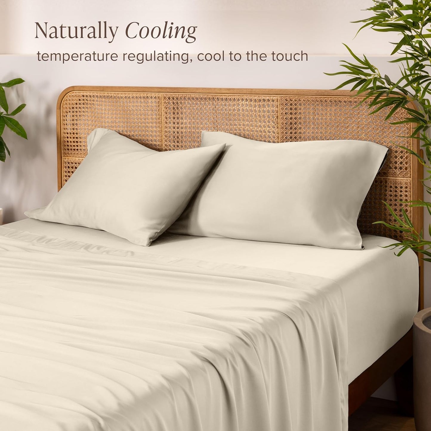 Bare Home 100% Rayon Made from Bamboo Twin Sheet Set - 3 Piece Bedding Set - Deep Pockets - Breathable - Easy Fit - Bedding Sheets & Pillowcases (Twin, Sand)