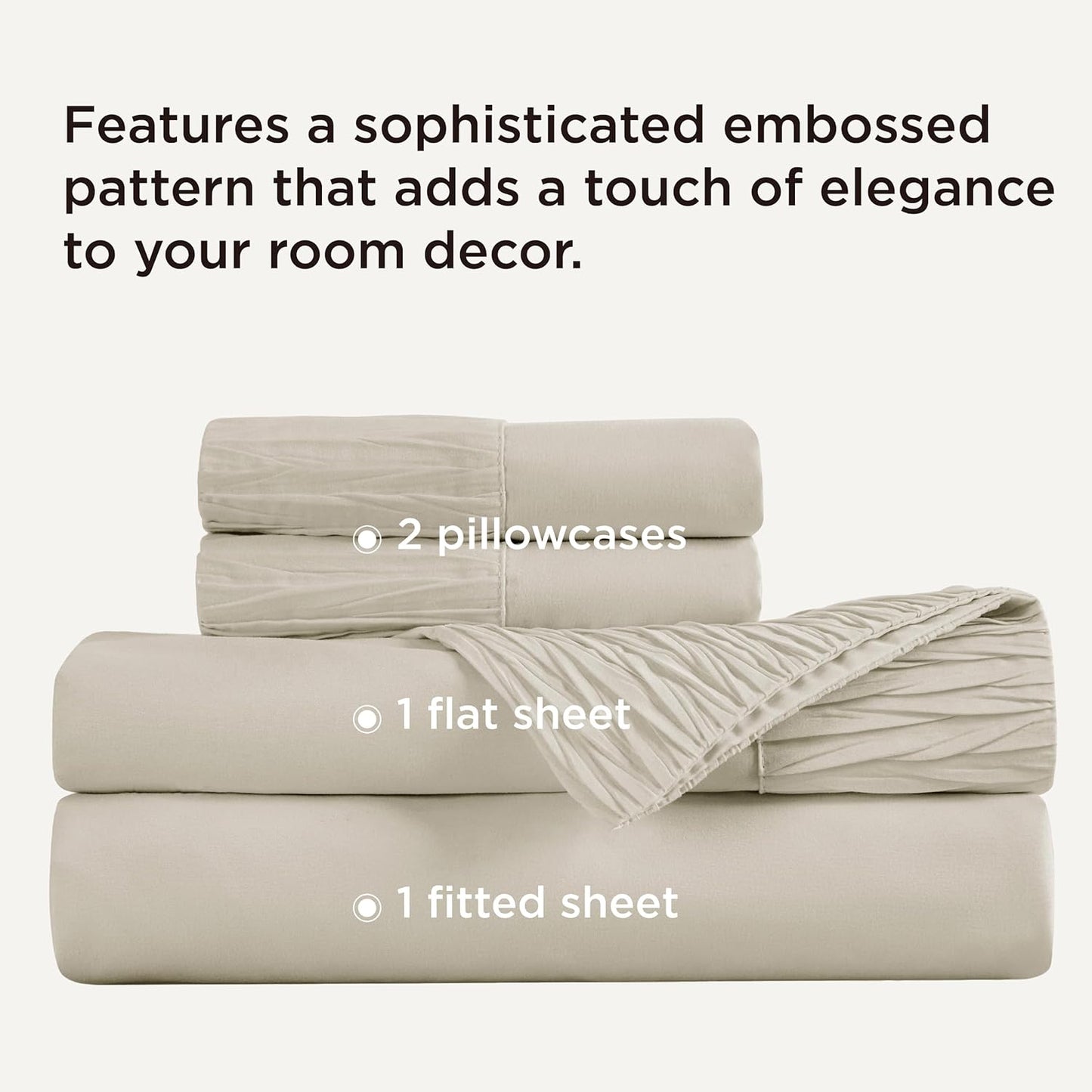 Bedsure King Size Sheets Set - 4 Pieces Soft King Sheets - Breathable & Cooling - Hotel Luxury - Easy Care Polyester Microfiber Bedding for Women, Men, Linen