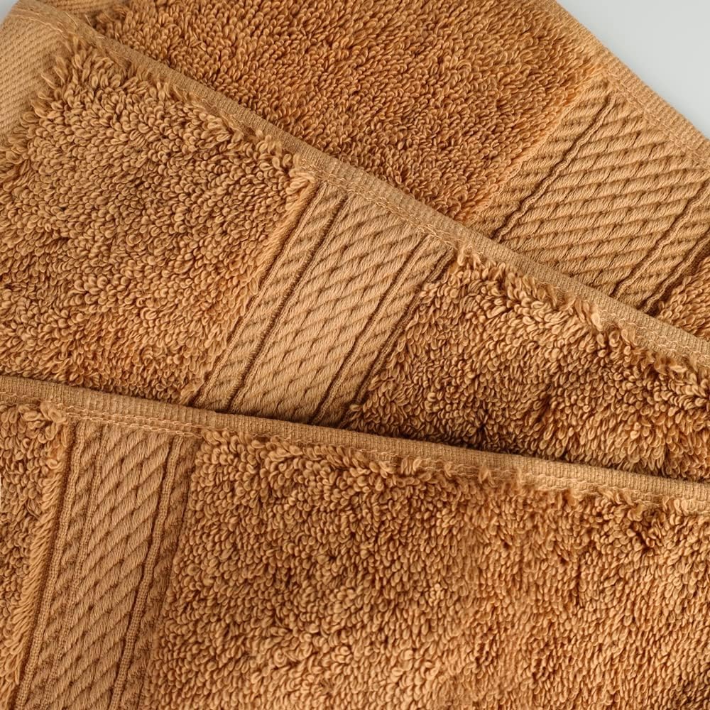 Superior Egyptian Cotton Pile 3 Piece Towel Set, Includes 1 Bath, 1 Hand, 1 Face Towel/Washcloth, Ultra Soft Luxury Towels, Thick Plush Essentials, Guest Bath, Spa, Hotel Bathroom, Rust