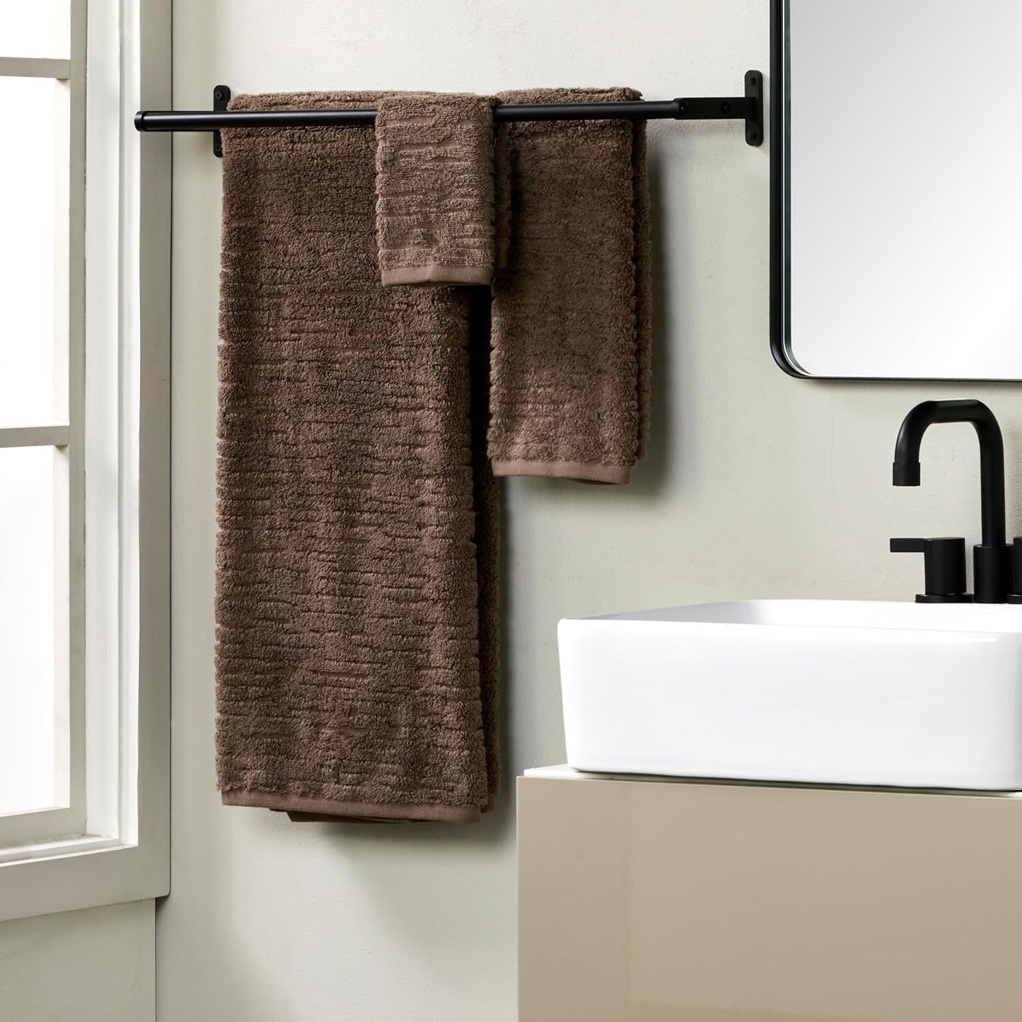 SKL Home CloudSoft Cotton Luxury 4 Pc Wash Set for Bath & Gift, Mink Brown