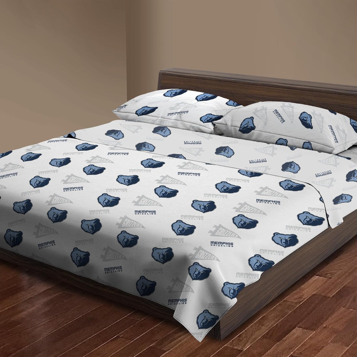 Northwest Officially Licensed Memphis Grizzlies NBA Twin Size Sheet Set – Soft Team Logo Bedding for Dorms, Bedrooms, Fan Caves & Game Day Style