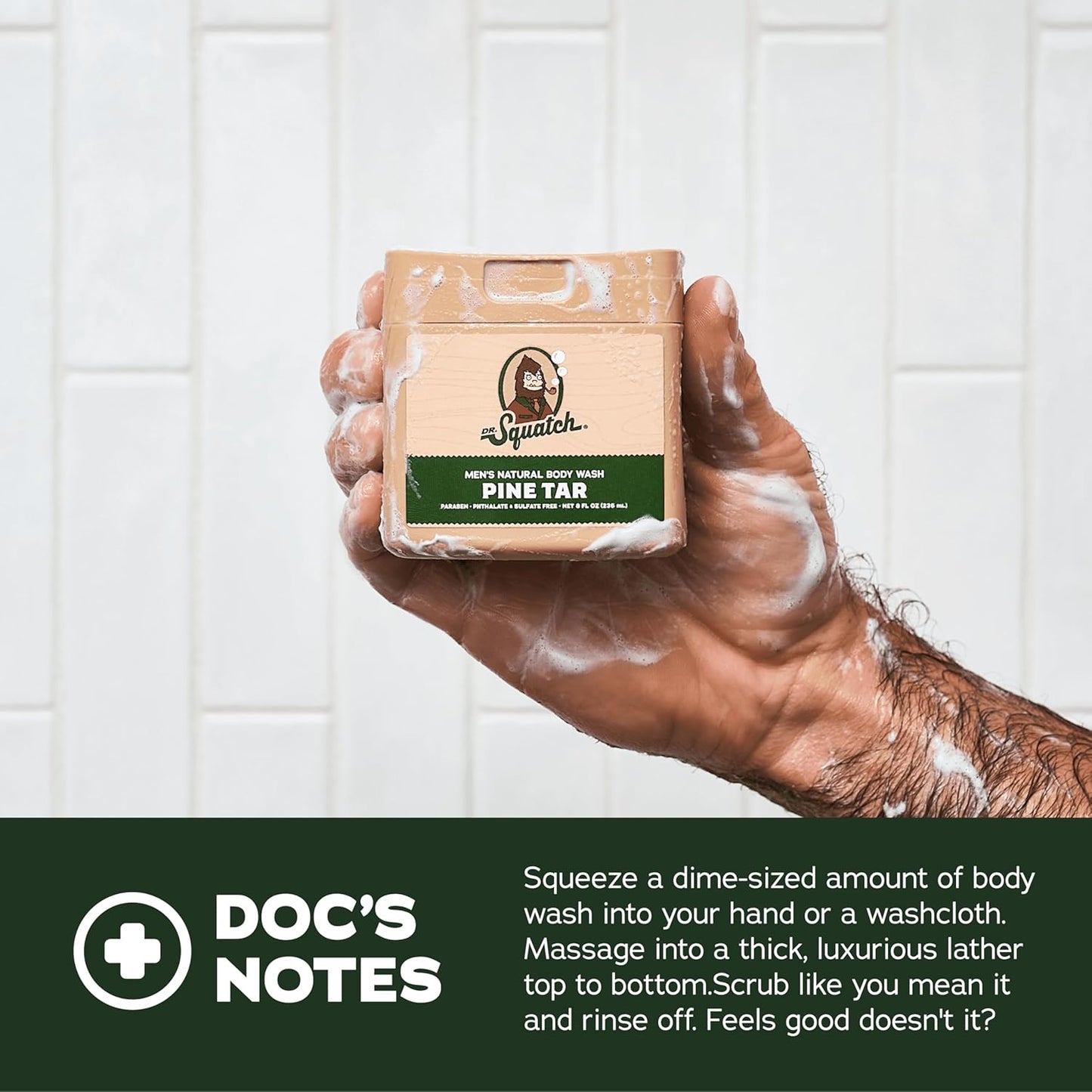 Dr. Squatch NEW Body Wash for Men with Nourishing, Natural Ingredients | No Paraben, Phthalate, Sulfate | All Day Moisturization | Pine Tar, Wood Barrel Bourbon & Fresh Falls (8 oz, 3-Pack)