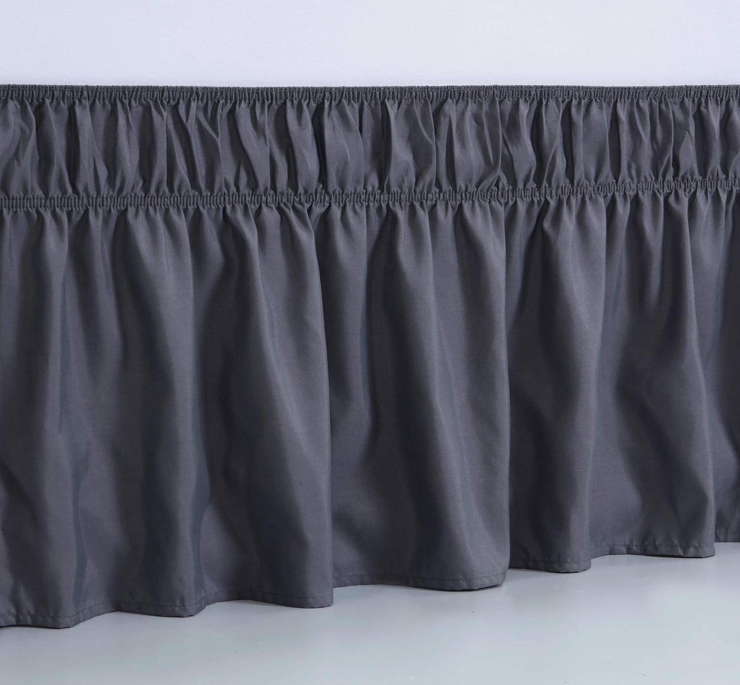MEILA Wrap Around Bed Skirt Three Fabric Sides Elastic Dust Ruffled 14 Inch Tailored Drop,Easy to Install Fade Resistant-Dark Grey, Twin/Full