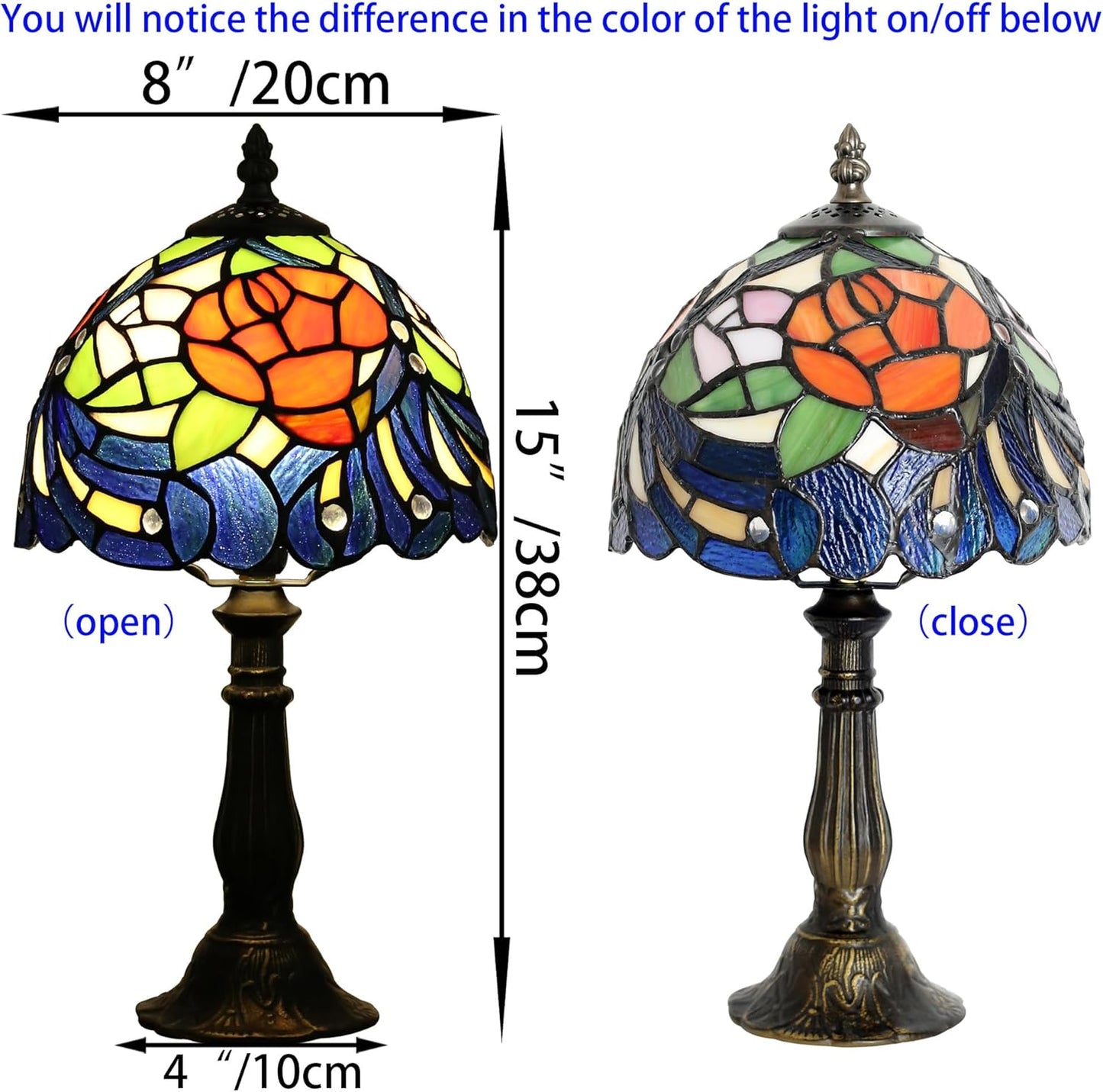 Tiffany Table lamp are Suitable for bedrooms Beside The Bed Living Rooms Night Lights 8-inch Small Vintage Stained Glass Table Lamps and Home Offices