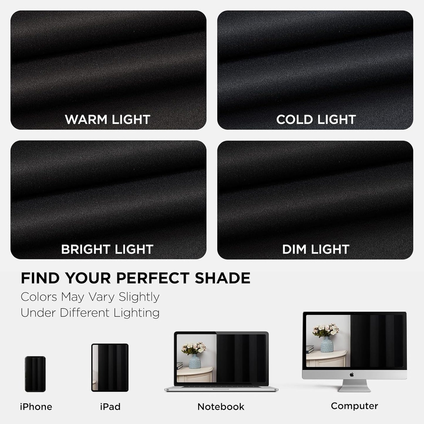 Joydeco Blackout Curtains 54 Inch Length 2 Panels Set, Thermal Insulated Long Curtains& Drapes 2 Burg, Room Darkening Grommet Drapes for Living Room Bedroom Window (W52 x L54 Inch, Black)