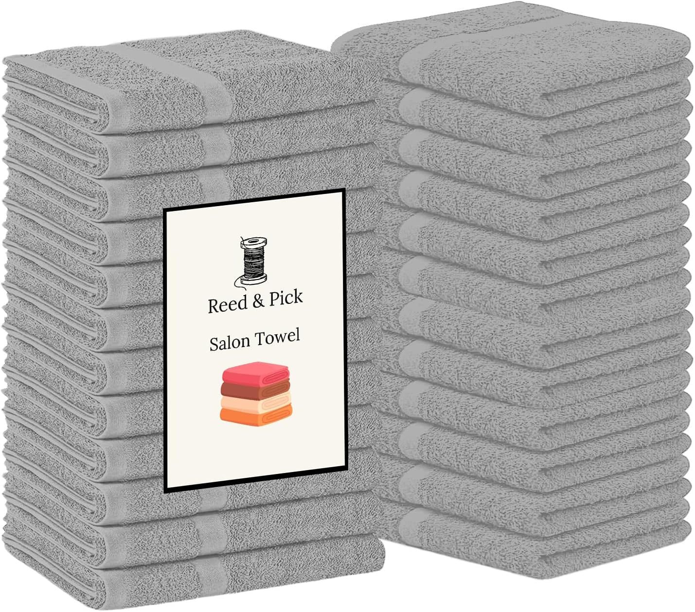 Reed&Pick Hand Towels (Pack of 24) Grey Economy Towels Salon Towels - 100% Cotton Spa Towel – 16 x 26 Inches Highly Absorbable, Facial Towel Gym Hair Face Towel Bulk
