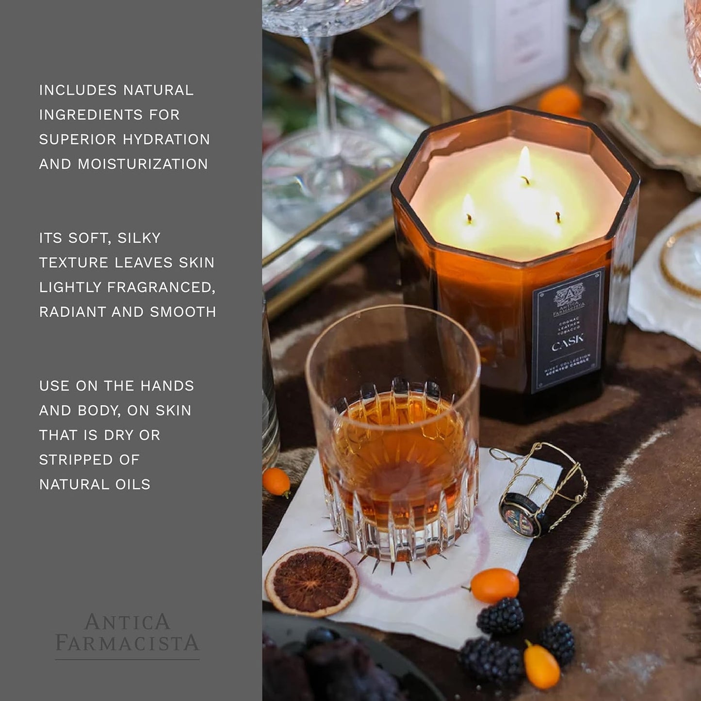 Antica Farmacista Three-Wick Candle - Decorative Home Candle - Long-Lasting & Premium Scented - Luxury Gift - Cask, 25 oz