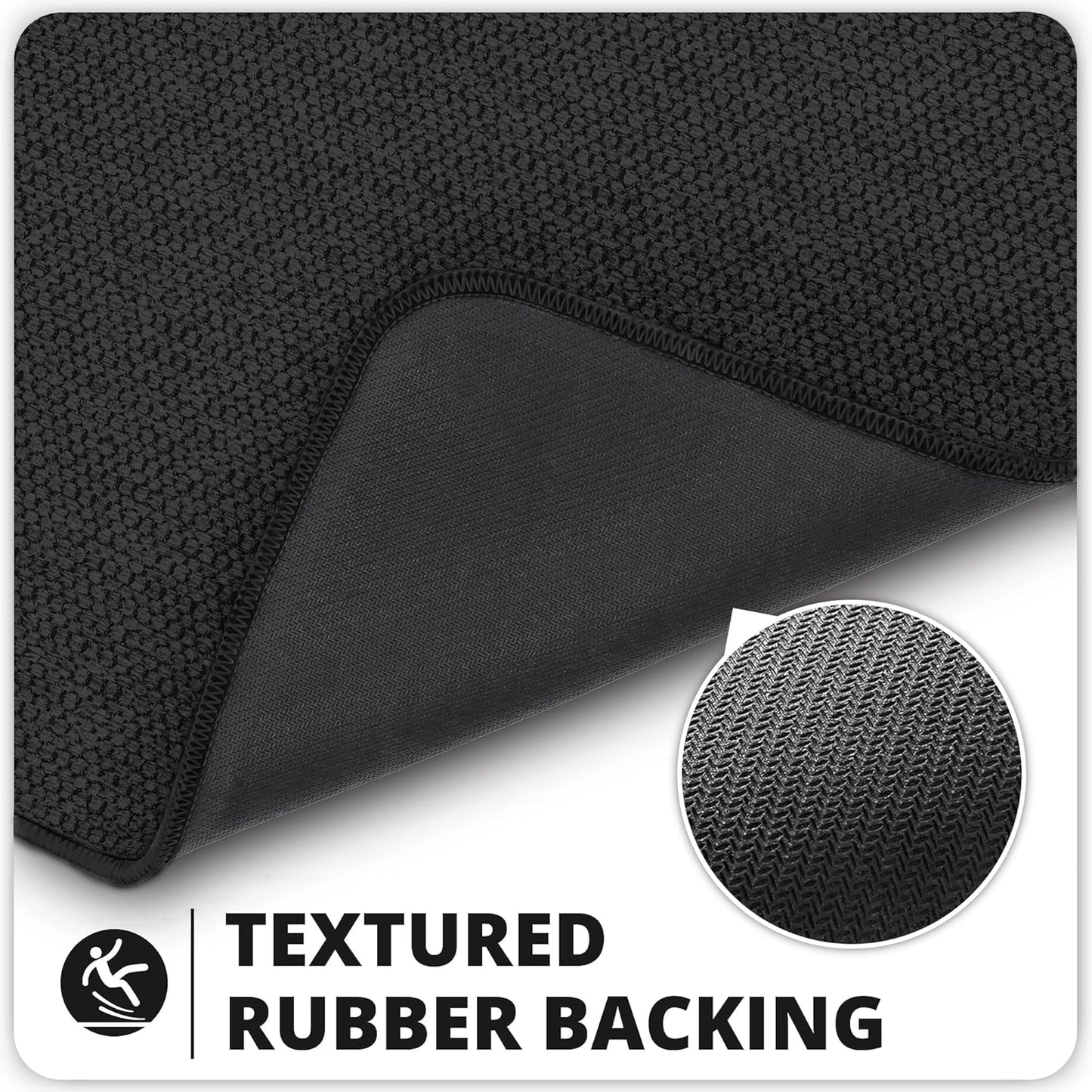 Toilet Rugs U Shaped Bathroom Rug,Machine Washable Non Slip Quick Dry Super Absorbent Ultra Thin Toilet Mats for Bathroom Toilet.Black,1'8"x2'(20x24inch)
