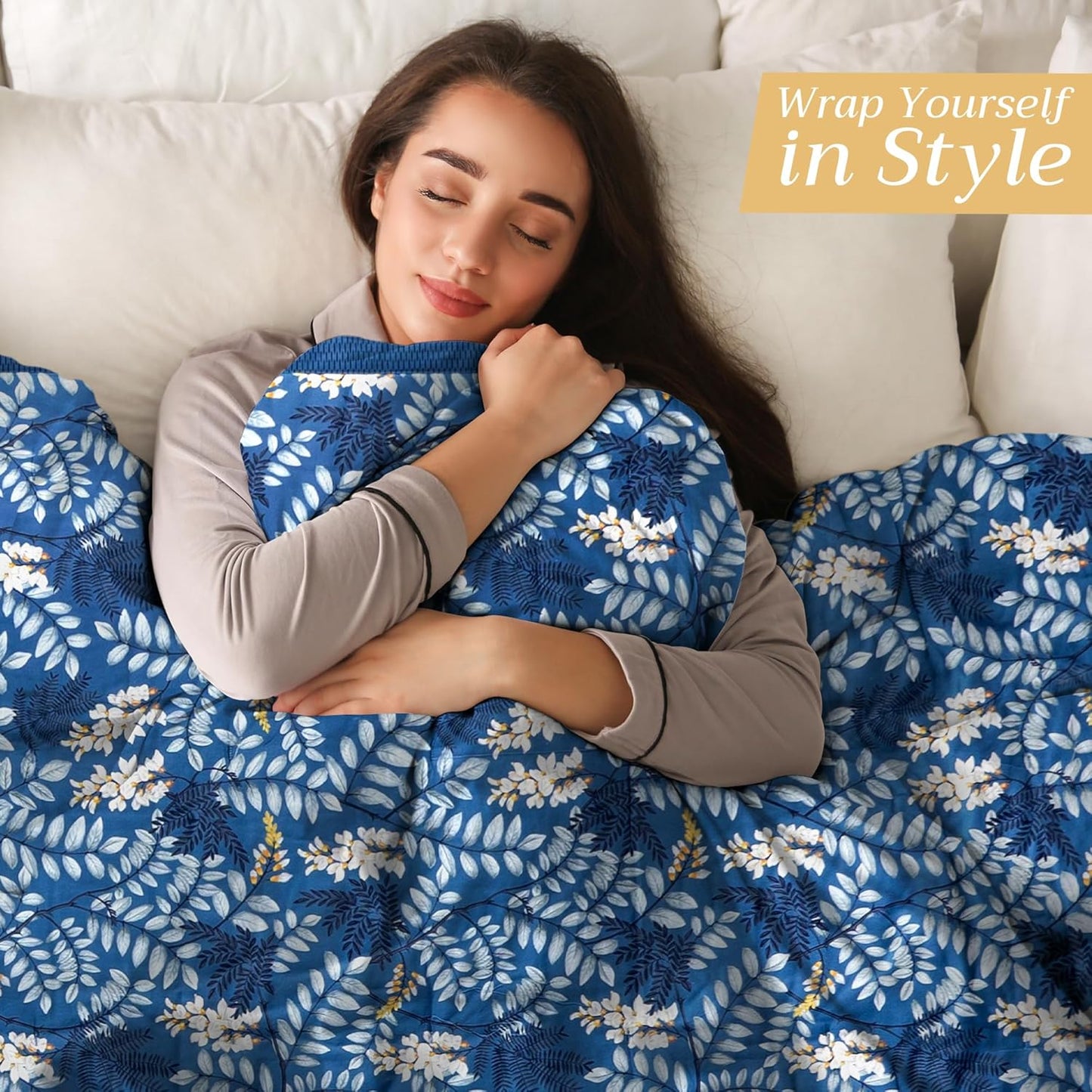 Maison d' Hermine Throw Blanket for Couch Lightweight Soft Warm Breathable Cotton Throw Blankets for Bed Girls Boys Women Men Gifts Sofa Travel Living Room Chair Bedding (50"x60", Feuillage)