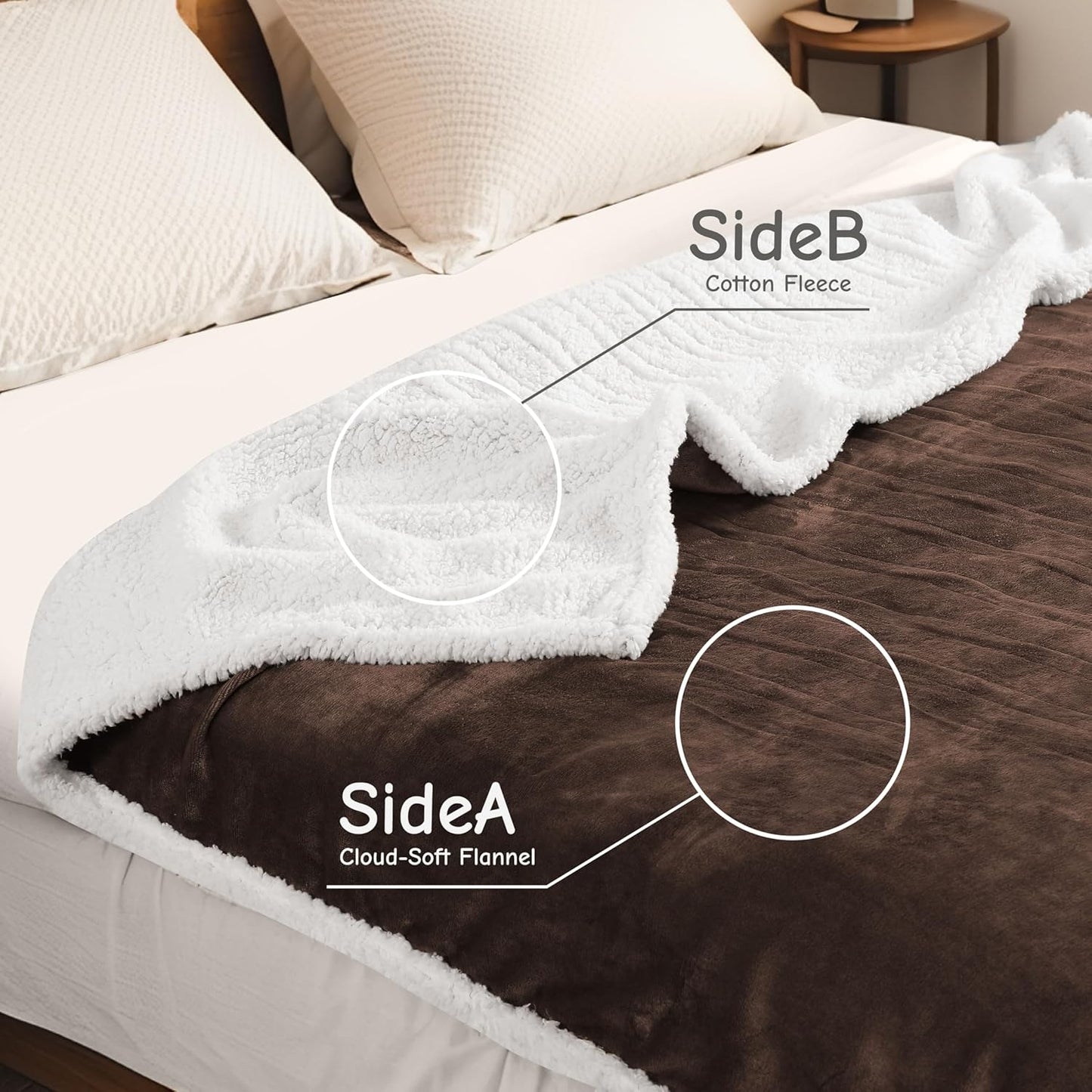 Electric Heated Blanket Full Size 72"x84", Soft Flannel with Overheat Protection, 6 Adjustable Heat Settings & 10-Hour Auto-Off Timer, Fast Heating for Winter Comfort, Dark Brown