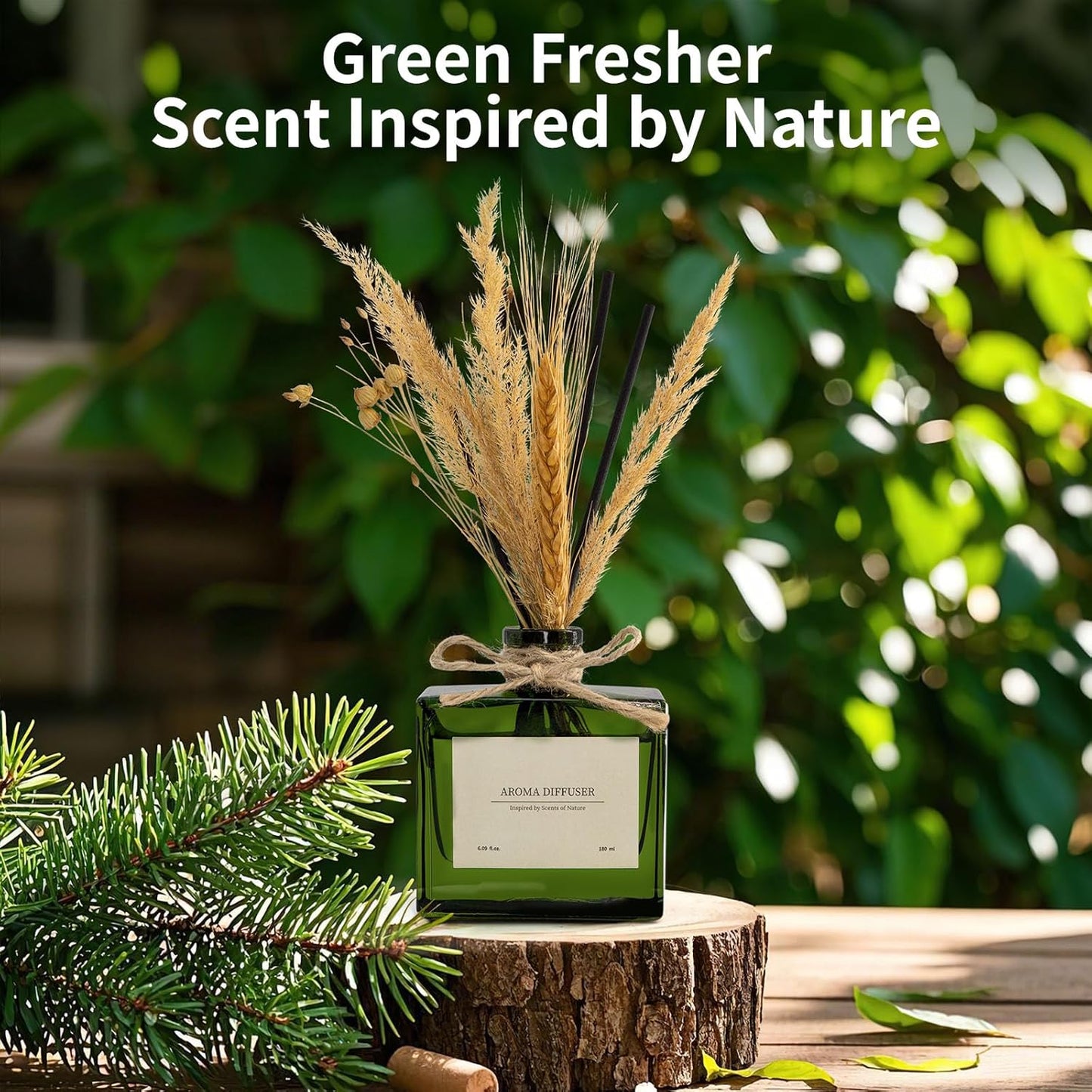 Reed Diffuser, 6.09 oz Citrus Grove Scent Diffuser with Sticks & Dried Flowers, 120 Days Long Lasting Diffusers for Home, Elegant Fragrance for Bathroom Bedroom Office Decor Air Fresh