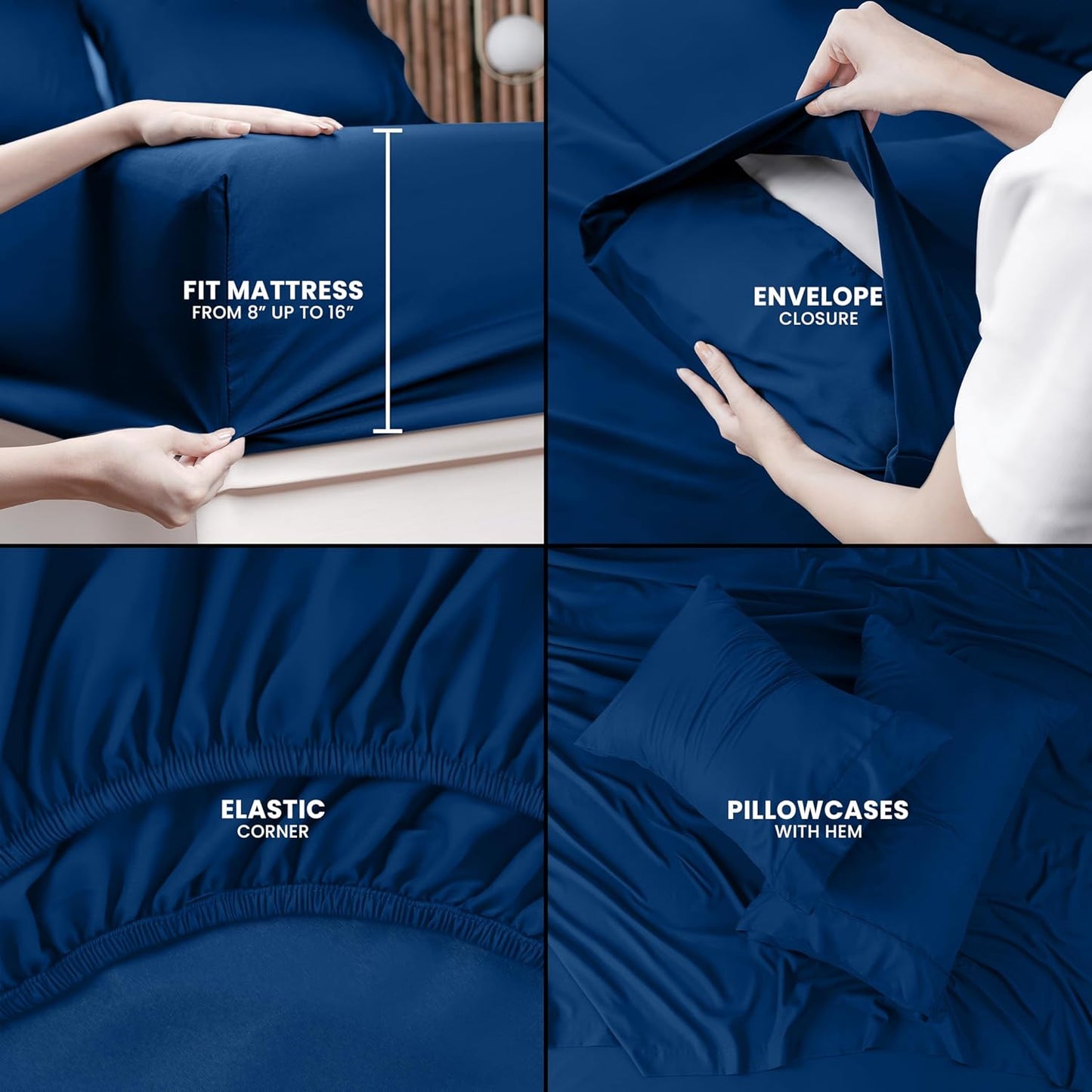 Utopia Bedding Full Sheet Set – 4 Piece Bed Sheets for Full Size Bed, Soft and Breathable Microfiber, Includes 1 Fitted Sheet, 1 Flat Sheet and 2 Pillowcases (Dusk Blue)