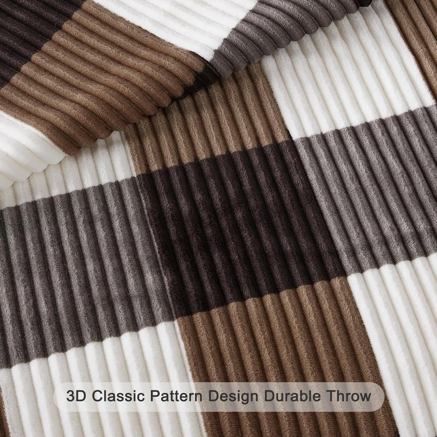 Blanket for Women, Sherpa Throw Blanket for Couch, Flannel Cozy Soft Checkered Blanket for Bed - Fleece, Dark Brown, 60x80 Inches