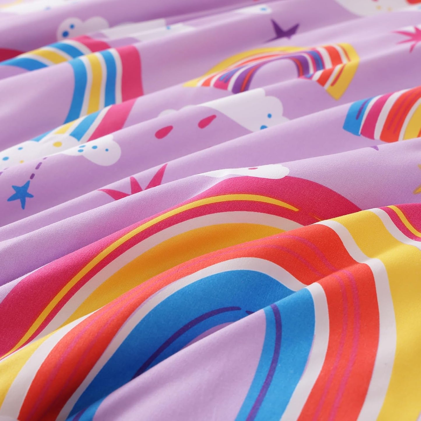 Twin Comforter Set for Girls-5 Pieces Purple Rainbow Glow in The Dark Twin Bedding Sets for Kids, Ultra Soft Bed in A Bag with Sheets