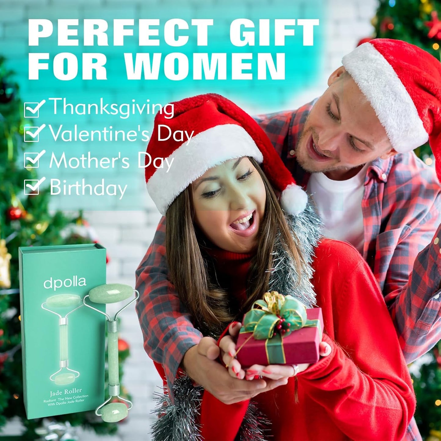 Jade Roller for Face Dpolla Dual-Sided Facial Massager with Small Eye Roller for Reducing Puffy Eyes and Wrinkles, Perfect for Women’s Skin Care Routine