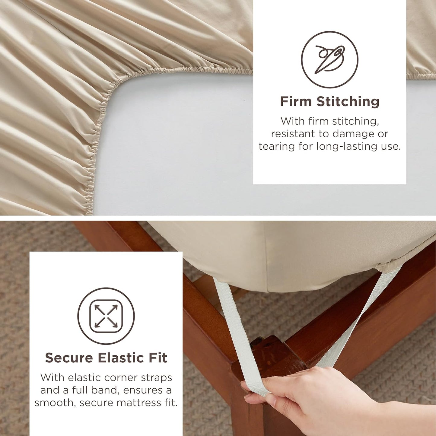 Bedsure Twin XL Sheets Dorm Bedding, GentleSoft Breathable Extra Long Twin Sheets & Pillowcases, Moisture Wicking Cooling, Deep Pocket Fits Mattress Up to 21 Inches Thick, Beige