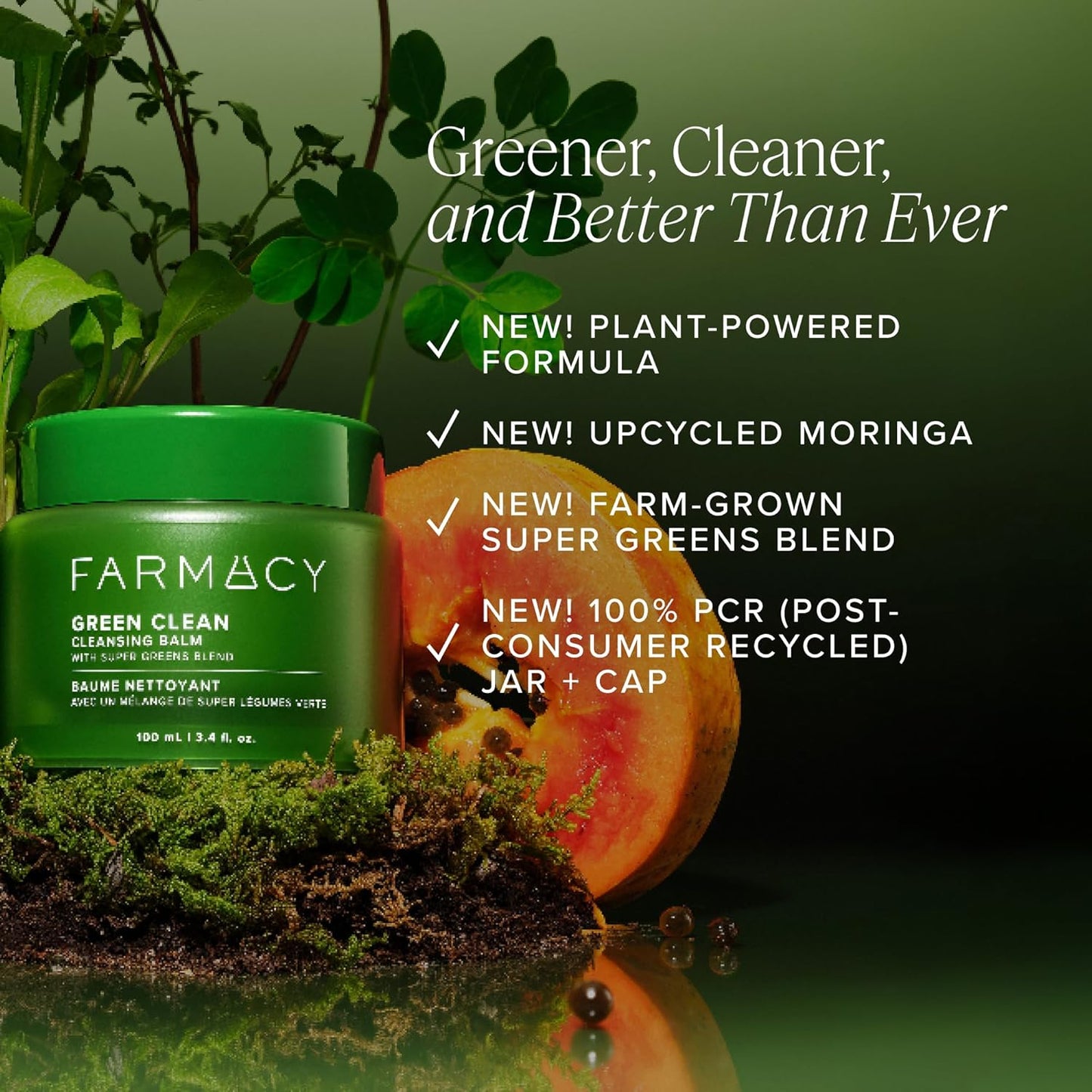 Farmacy Makeup Remover Cleansing Balm - Green Clean Waterproof Makeup Remover Balm + Oil Cleanser for Face - Gently Removes Make Up + SPF while Hydrating Skin (200ml)