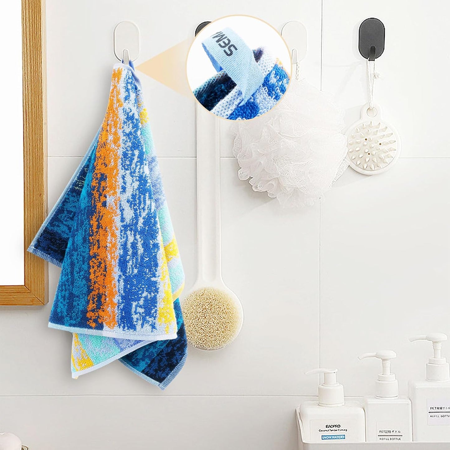 SEMAXE 12 Pack Hand Towels for Bathroom, 100% Cotton Towels with Hanging Loops, Soft & Absorbent, Hand Towel Set for Gym, Shower, Hotel, Spa and Kitchen, Colorful Towel - The Starry Night Collection