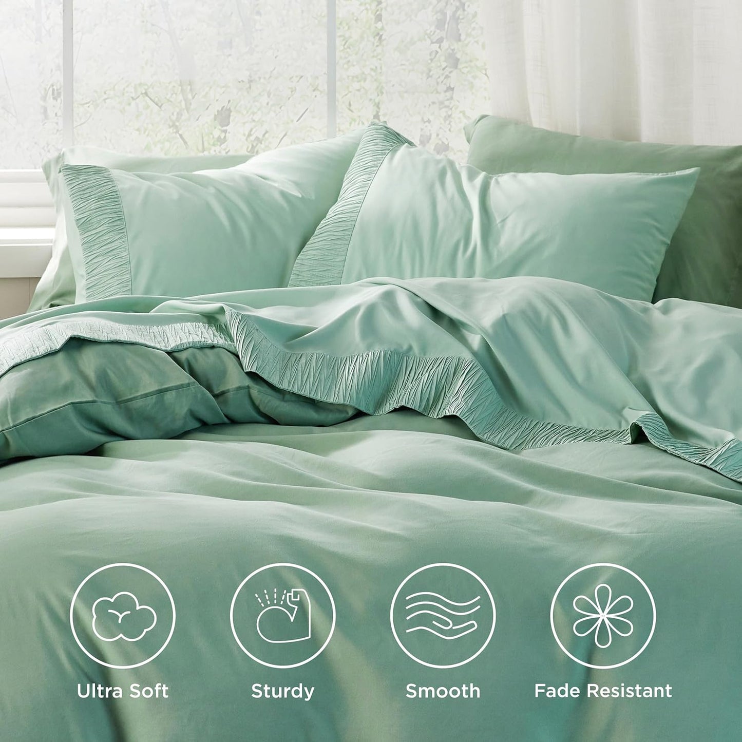 Bedsure Twin Sheets Set - 3 Pieces Soft Twin Bed Sheets - Breathable & Cooling - Hotel Luxury - Easy Care Polyester Microfiber Bedding for Women, Men, Mint Green