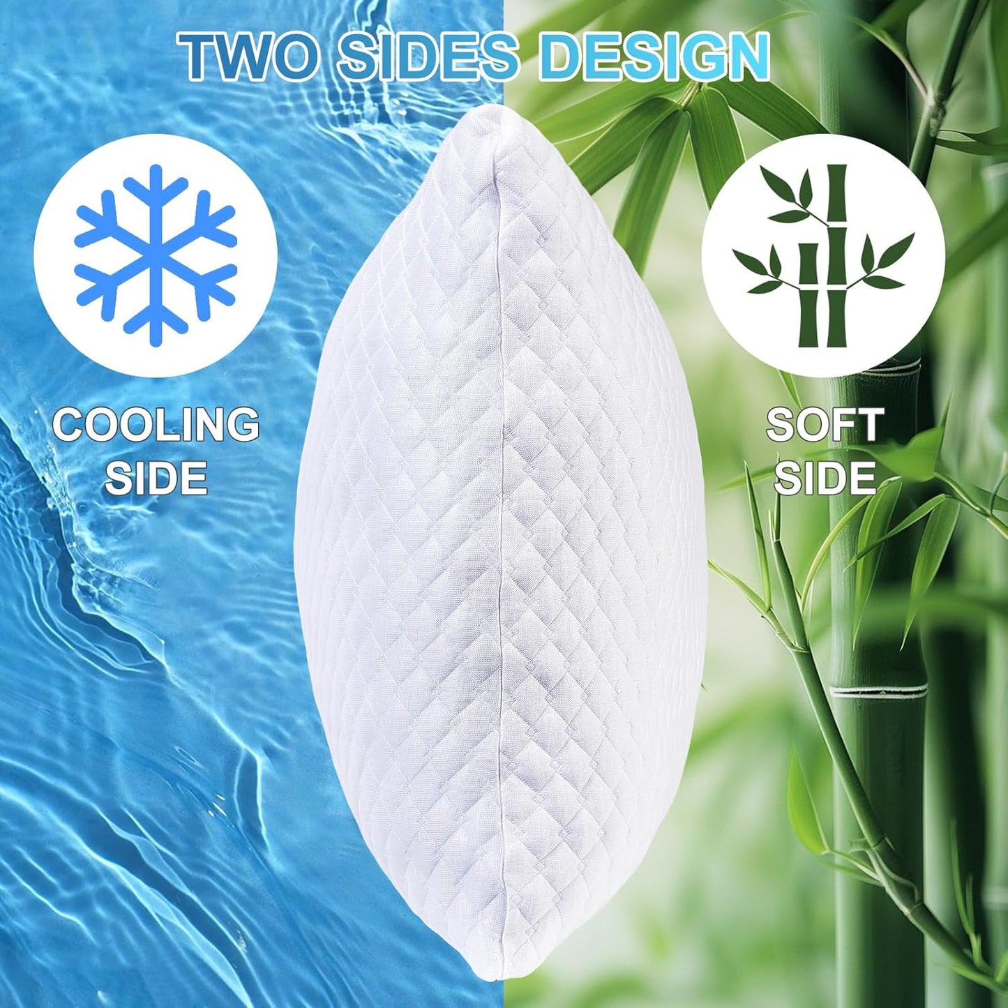 NTCOCO Cooling Bed Pillows for Sleeping Shredded Memory Foam Adjustable Gel for Side Stomach Back Sleepers Washable Removable Cover King Size Pack of 2