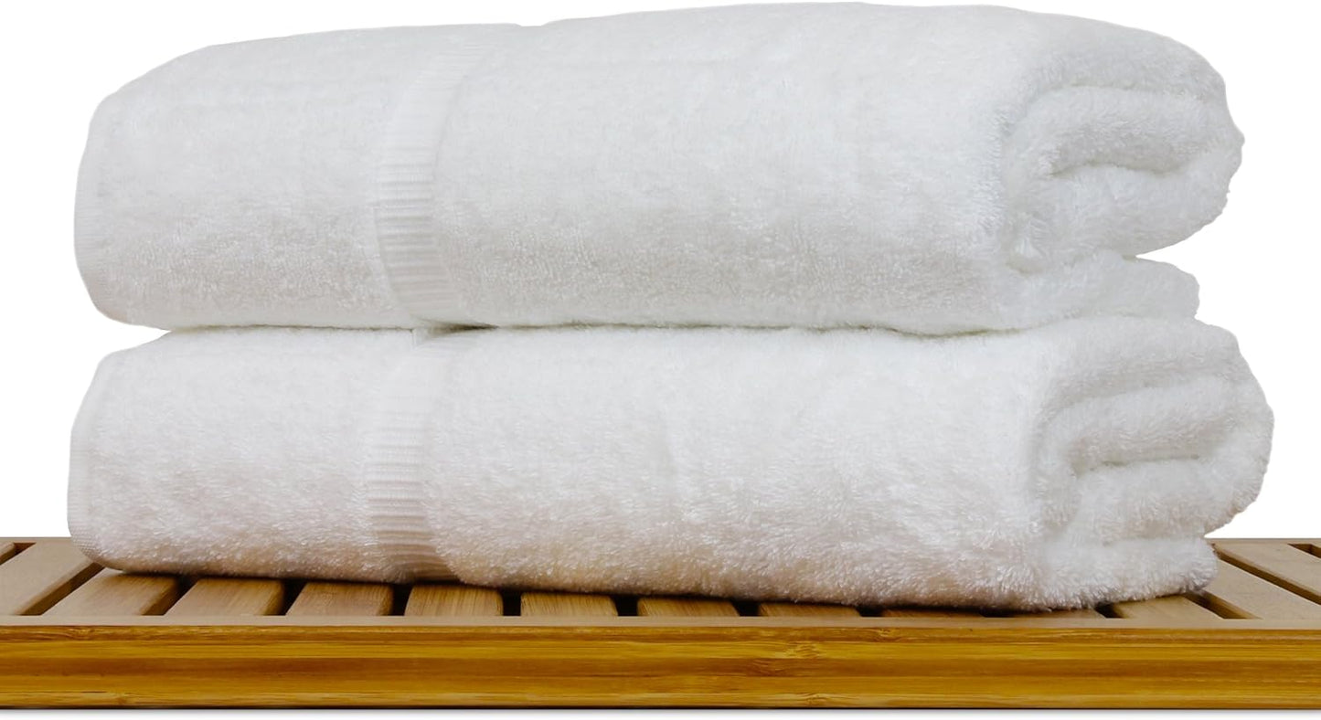 Luxury Hotel & Spa Ultra Soft Bath Towels 100% Turkish Cotton - White - Set of 2