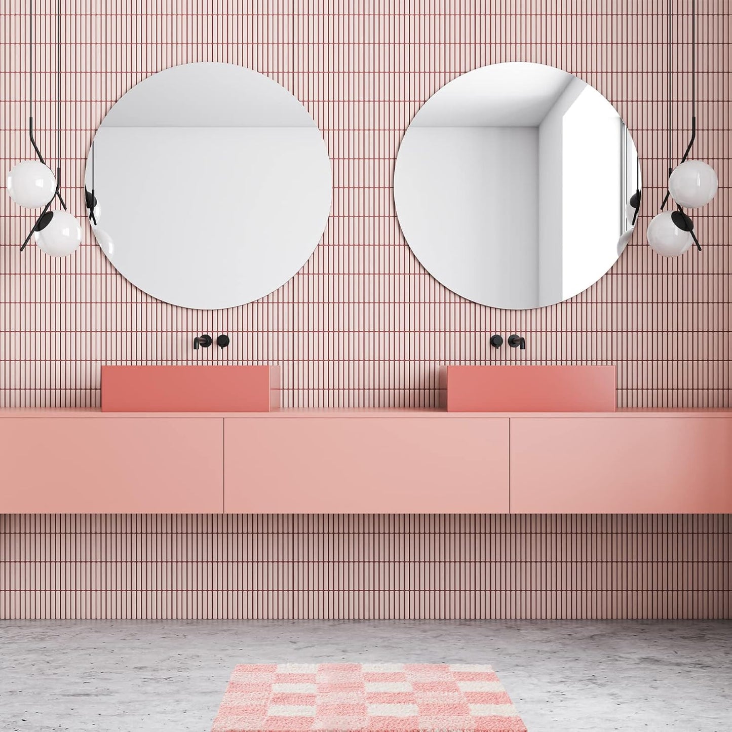 CozeCube Bath mats for Bathroom Non Slip, Fluffy Absorbent Microfiber Bath mat Washable, Aesthetic Bathroom Rugs, Small Blossom Pink Checkered Bath mat, Blossom Pink, 24" x 16"