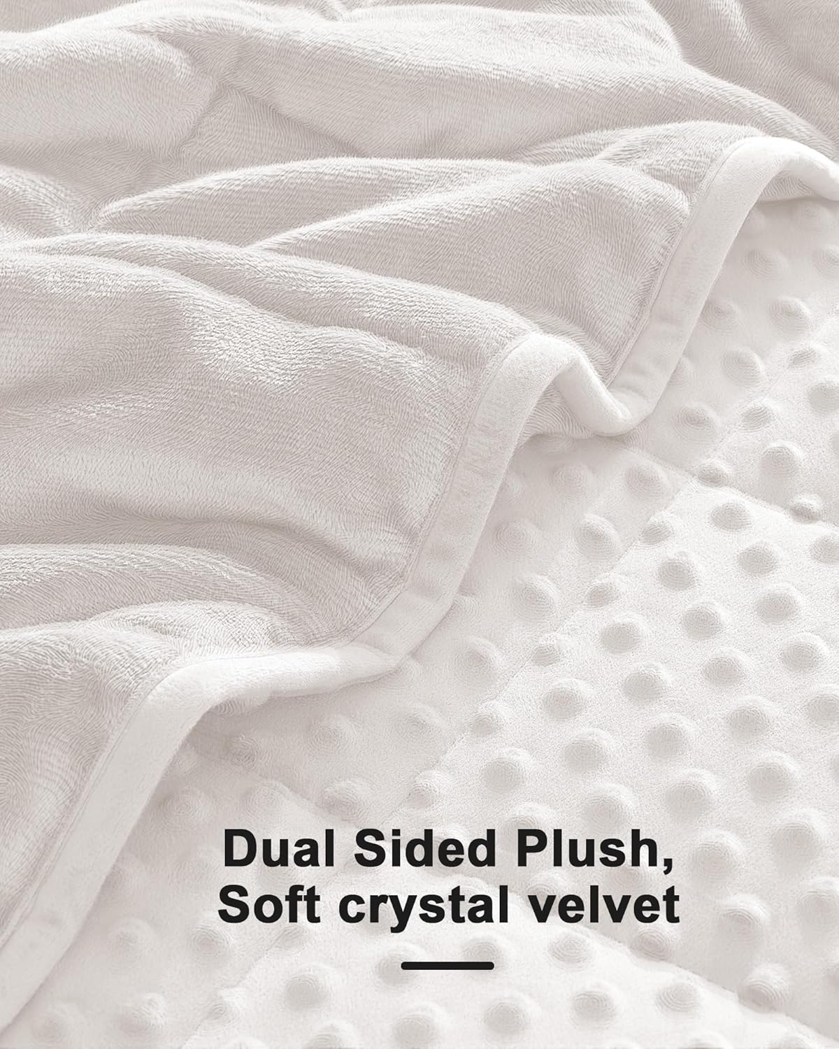 Minky Dot Weighted Blanket for Adults Queen Size 15 lbs, Soft Cooling Heavy Breathable Blanket for All-Season, Washable Weighted Throw with Glass Beads, 60 x 80 Inches, Cream