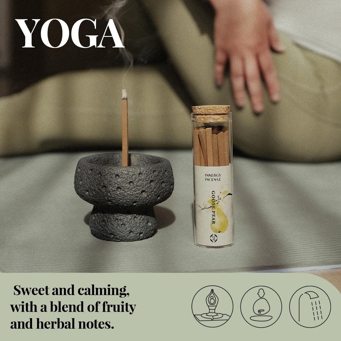 Yoga & Relaxation - Innergy Goose Pear Incense Sticks, Natural Fruity-Herbal Blend Yoga Incense