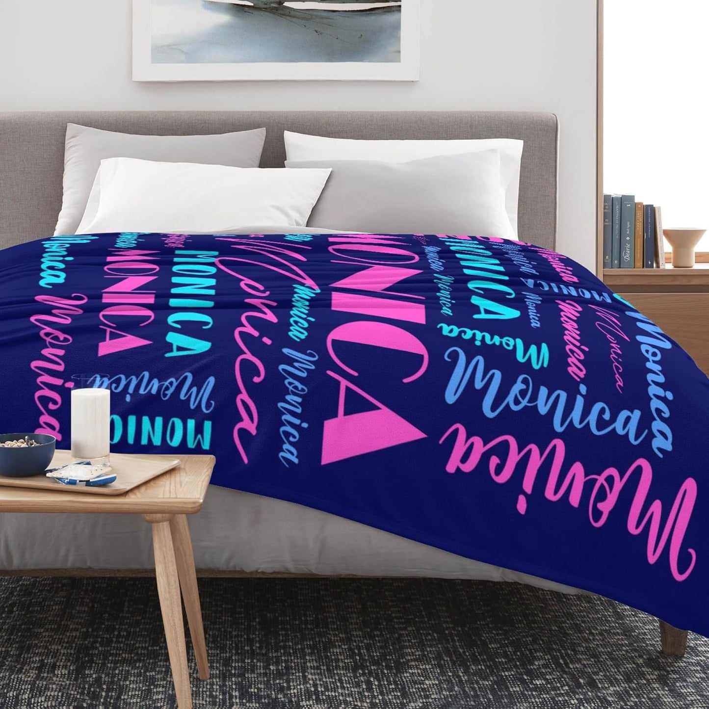 Name Blanket Personalized Blanket for Adult Kids Flannel Customize Throw Blanket Custom (Color 29, 60 x 80 Inches)