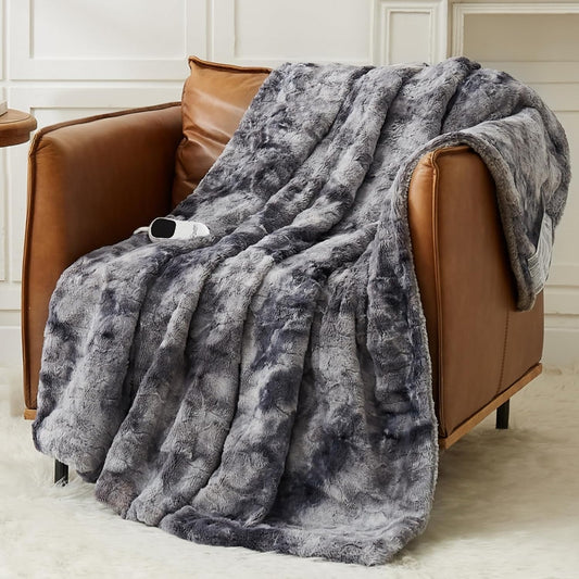 Homemate Electric Heated Blanket Full Size - 72"x84" Heating Blanket Full Size 1/2/4/6/8 Hours Auto-Off 10 Heat Level Over-Heat Protection Luxury Faux Fur Sherpa ETL Certification