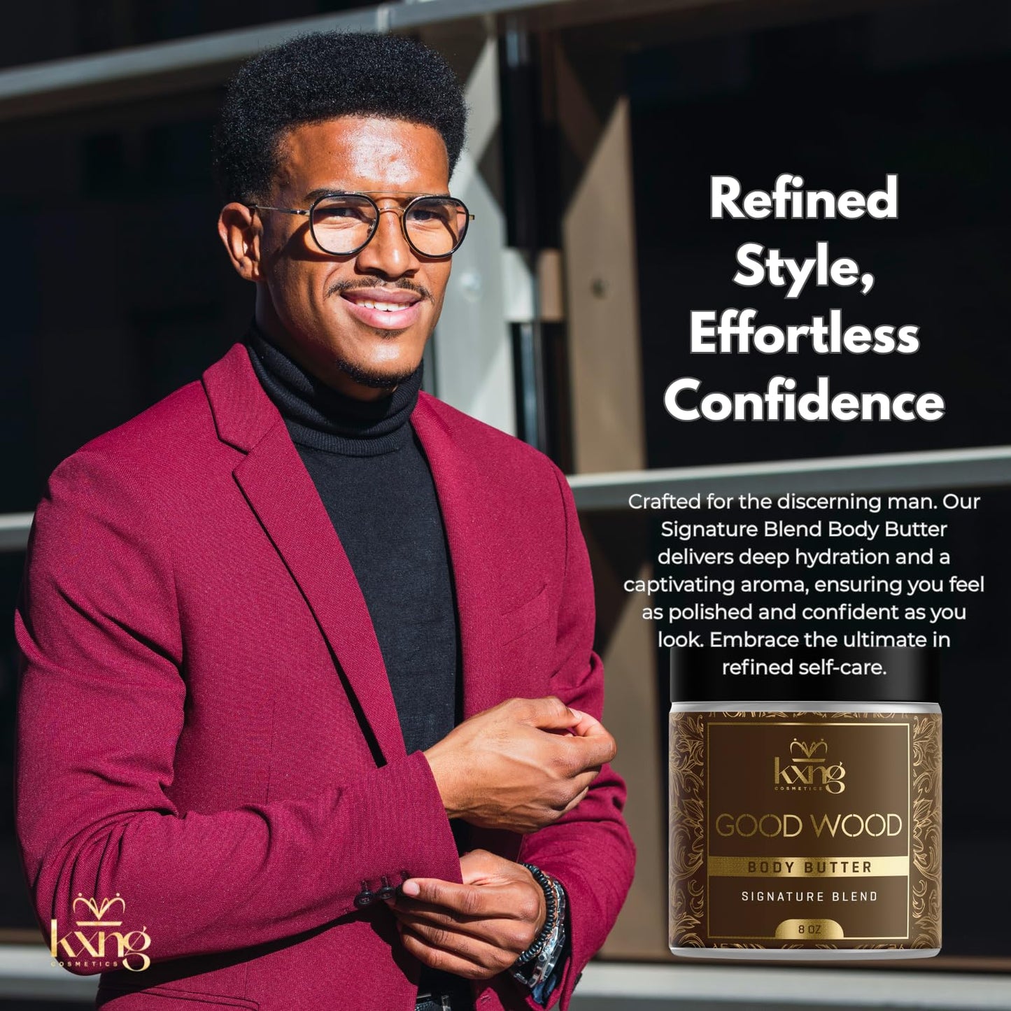 KXNG Shea Butter Moisturizer, Rich Whipped Body Cream for Men, Deeply Nourishing Body Butter for Smooth, Hydrated Skin, Cruelty-Free