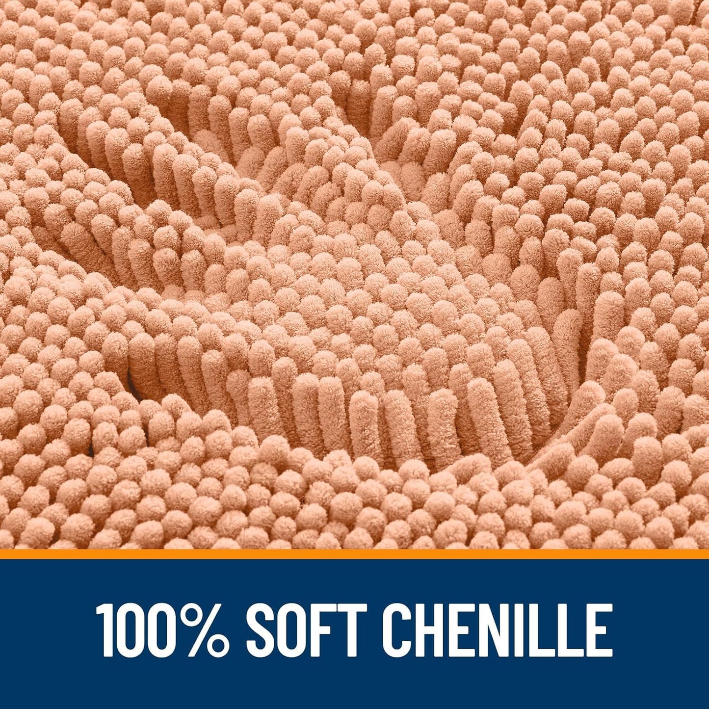 OLANLY Toilet Rugs U-Shaped 24x20, Extra Soft Absorbent Chenille Contour Bathroom Rugs for Toilet, Dry Quickly, Machine Washable, Non-Slip Bath Mat, Peach