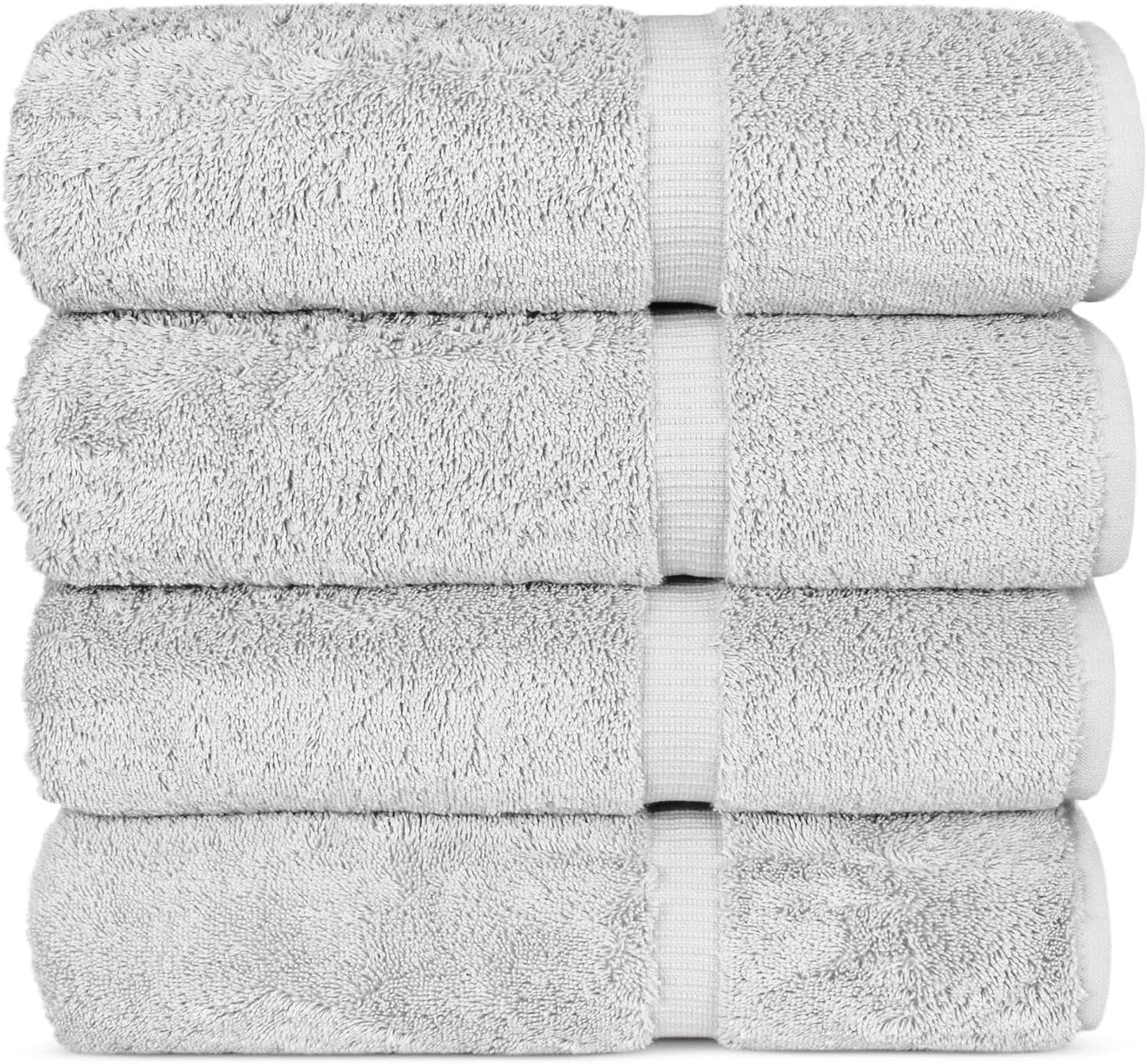 Chakir Turkish Linens 100% Cotton Premium Turkish Towels for Bathroom | 27'' x 54'' (4-Piece Bath Towels - Silver)