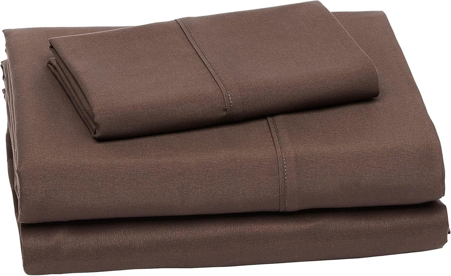 Amazon Basics Lightweight Super Soft Easy Care Wrinkle Free Microfiber 3 Piece Bed Sheet Set with 14-Inch Deep Pockets, Twin, Chocolate, Solid, Kids, Men & Women Bedding