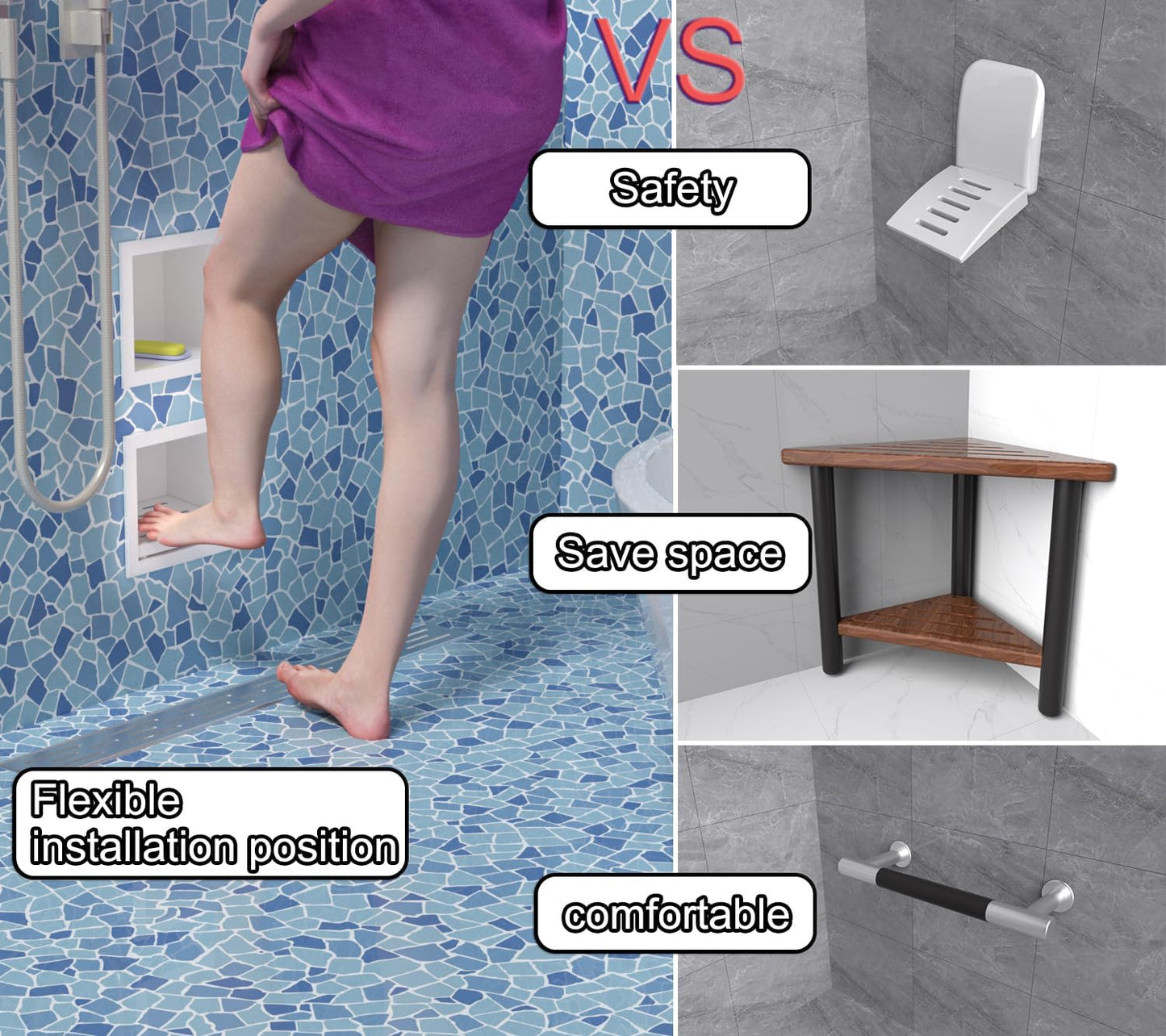 Recessed Wall Soap Holder，Foot Rest for Shower Niche,Perfect for Shaving Legs and Storage,Stainless Steel 304, Matte White, 5.9 x 4.8 x 3.9 in