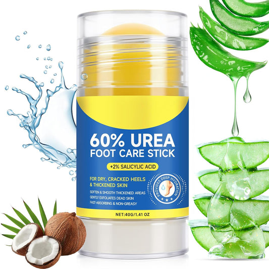 60% Urea Foot Care Stick with 2% Salicylic Acid, Foot Cream Moisturizer for Dry Cracked Feet, Knees, Elbows, Hands,Exfoliating Moisturizer, Dead Skin Remover Foot Balm 1.4oz