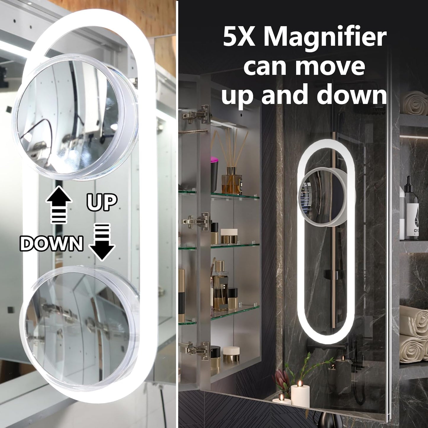 Lighted Medicine Cabinet with Mirror 36"x36" Recessed LED Medicine Cabinet Mirror, Front&Backlit, Anti-Fog, Stepless Dimming, 3-Color Temperatures, Magnifier, 2 Outlets, Storage Shelves, ETL Certified