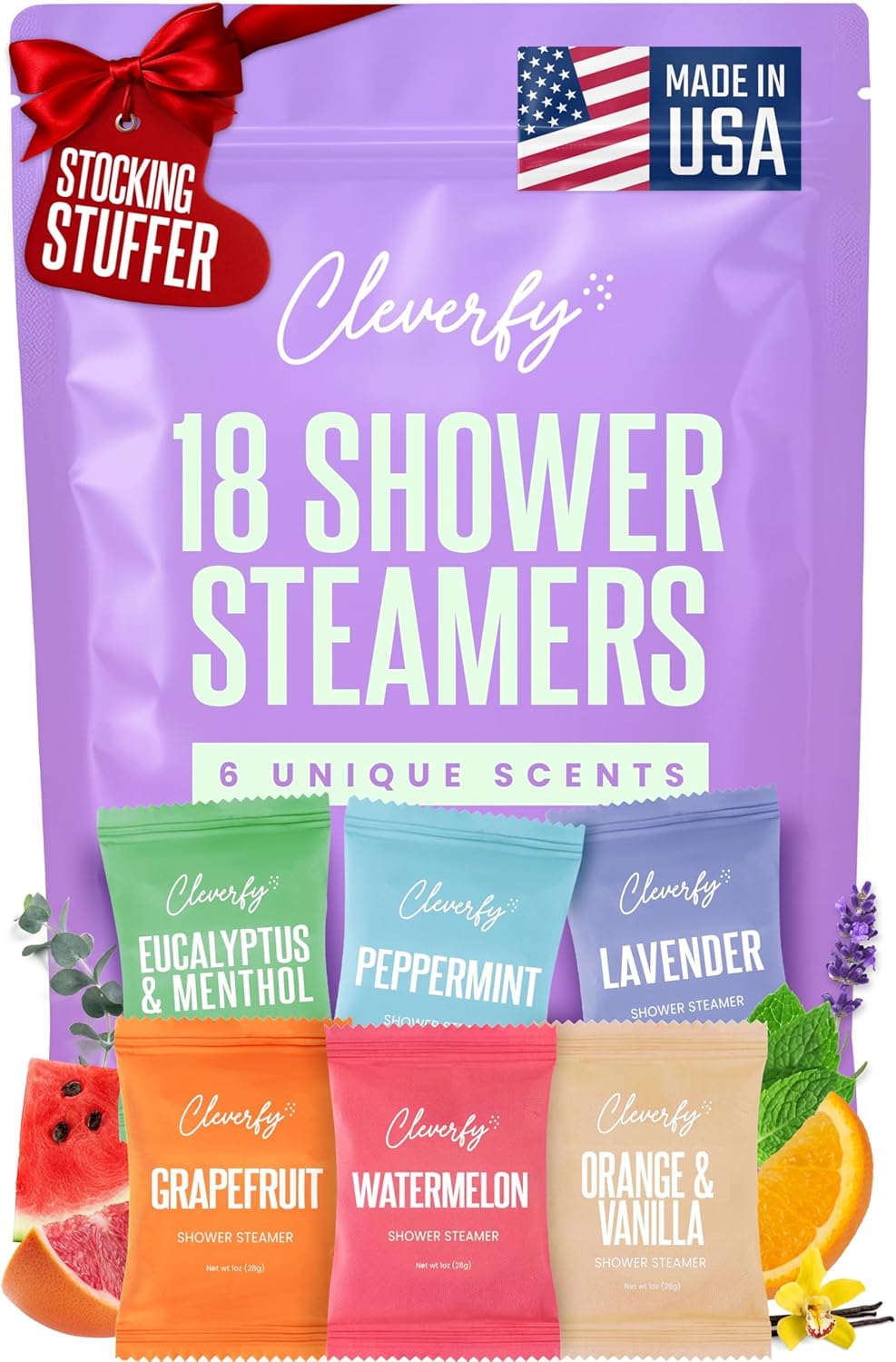 Cleverfy Shower Steamers Aromatherapy – Stocking Stuffers for Teen Girls, Women and Wife – Christmas Gifts for Teens and Women – White Elephant Gifts for Adults – 18 Tablets