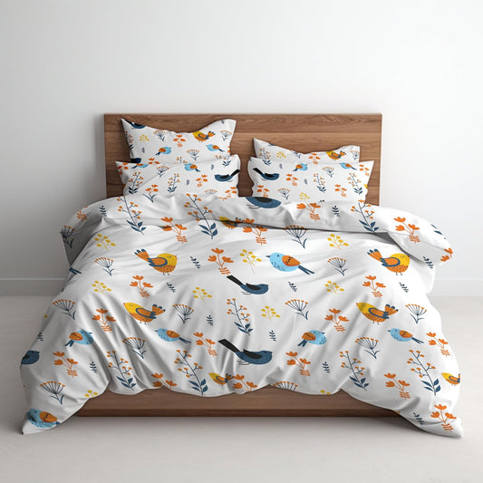 100% Egyptian Cotton Printed Duvet Cover Set 1000 Thread Count Oversized King Luxurious Duvet Cover Set of 3, Breathable, & Durable Set Hotel Quality, Super Soft Comfy All Season - White