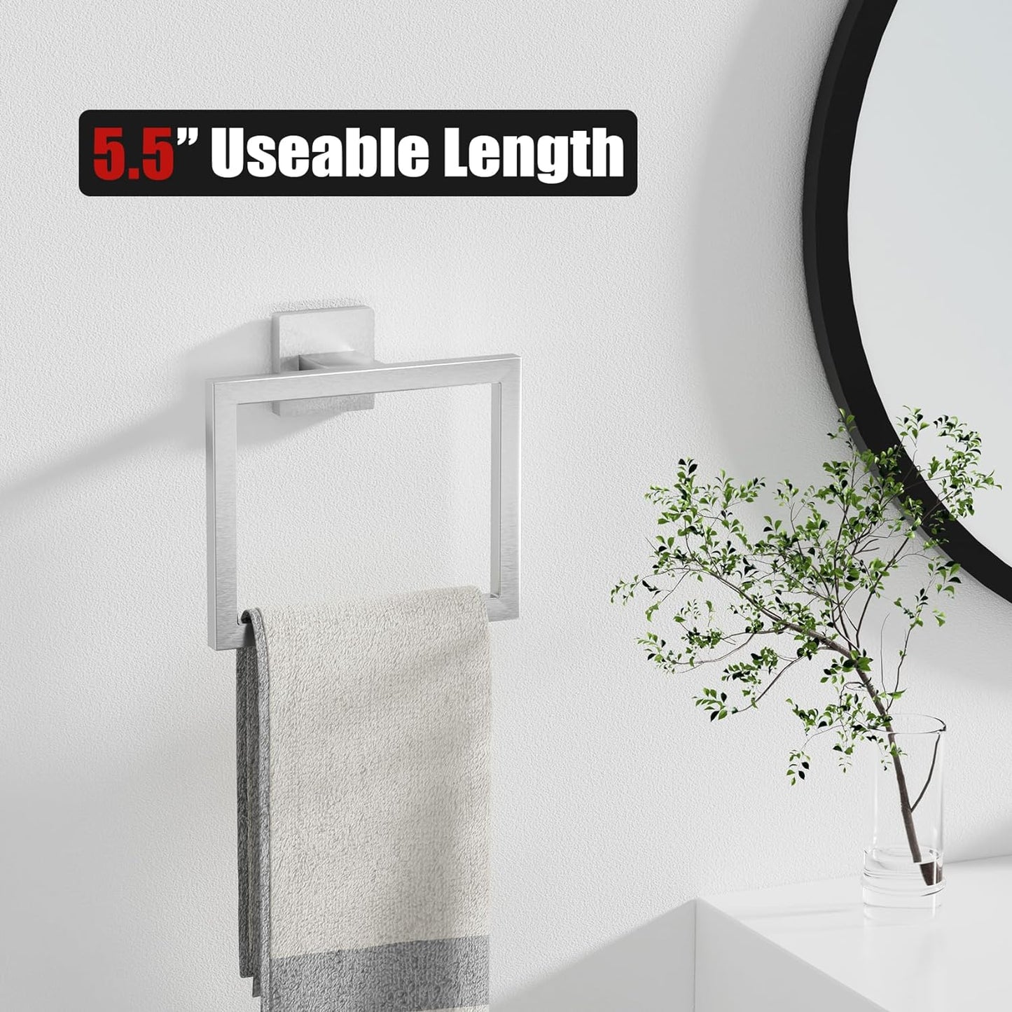 10-Pieces Brushed Nickel Bathroom Accessories Set, 23.6 Inch Bath Towel Bar Set, Stainless Steel Bathroom Hardware Set, Towel Racks for Bathroom Wall Mounted.