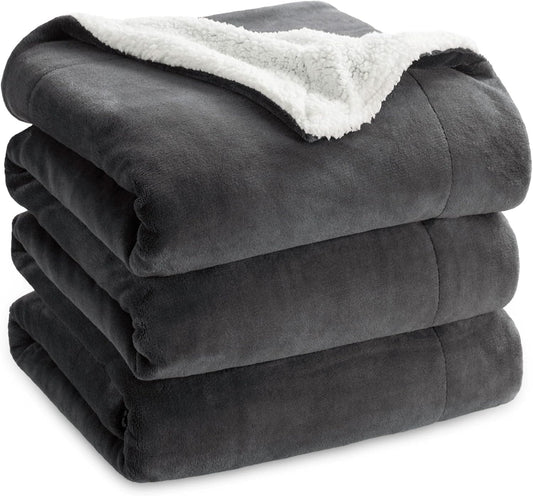Bedsure GentleSoft Sherpa Fleece Blankets King Size for Bed - Thick and Warm Throw for Women and Men, Soft Fuzzy Plush King Blanket for Winter, Charcoal, 108x90 Inches