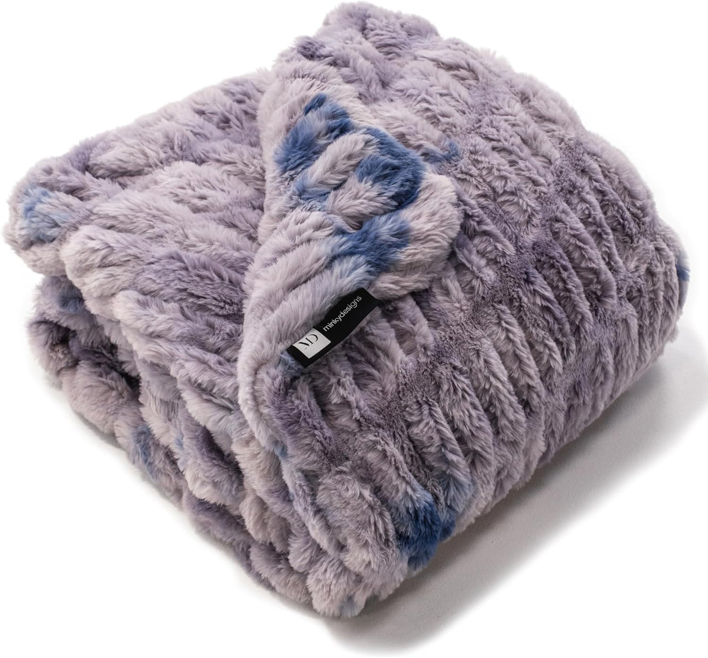 Minky Designs Blueberry Minky Blanket – Ultra Soft Faux Fur Throw Blanket for Couch, Bed & Home – Fluffy, Warm & Luxurious – Chic Collection (Large, 60x72)