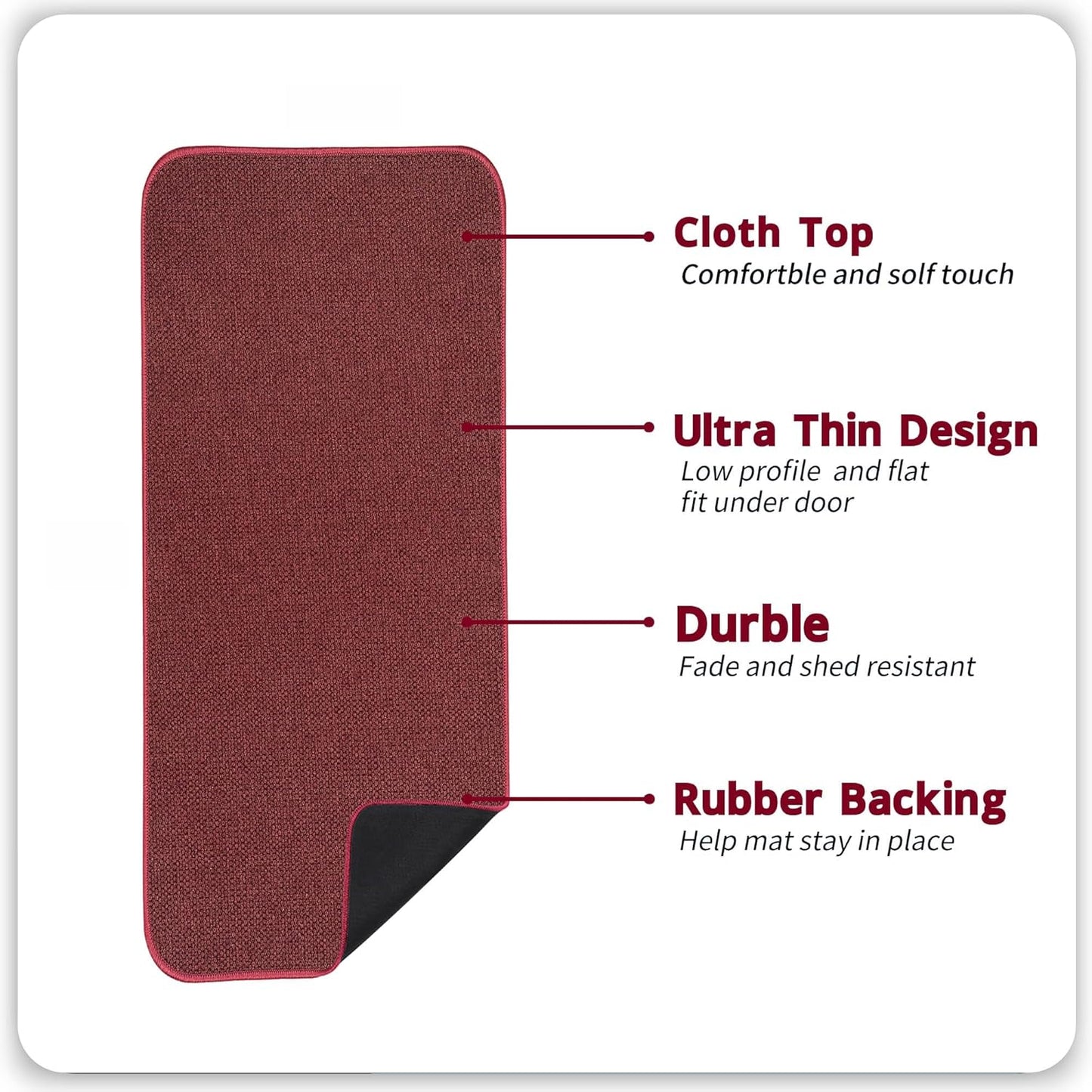Christmas Bath Mat,Ultra Thin Bathroom Runner Rugs,Large Bath Mats for Bathroom,Quick Dry,Non-Slip,Machine Washable,Low Pile,Bath Rug,Shower Outside,Sink,Home Decor Accessories.Red,（17x59inch）