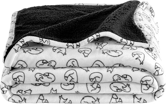 Bare Home Sherpa Fleece Blanket - Twin/Twin Extra Long - Blanket for Bed, Sofa, and Couch - Warm & Lightweight - Fluffy & Soft - Reversible (Twin/Twin XL, Feelin' Foxy - Black)