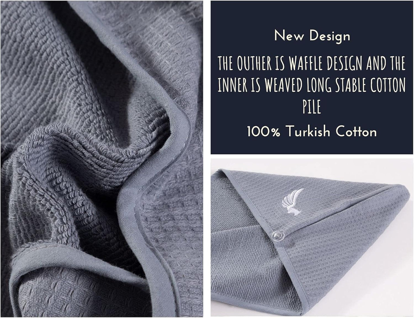 100% Turkish Cotton Hair Towel Wrap for Women,Non Microfiber,400-GSM(Grams per Square Metre),AntiFrizz,Hair Plop Waffle Towels for Curly,Long&Thick Hairs,Turban Head Wrap,1Pack10x26inc