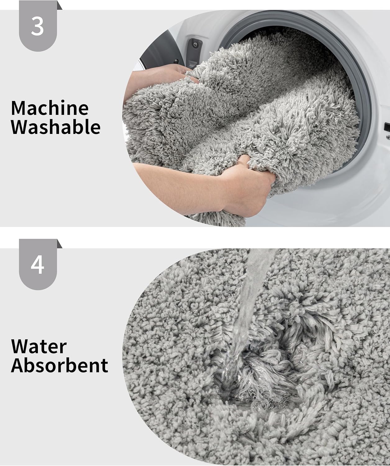 Gray Bathroom Runner Rug 24x59 Non Slip Fluffy Long Bath Mat for Bathroom Floor Washable Plush Luxury Bath Rug for Tub Absorbent Shower Sink Mat Bedside Rug